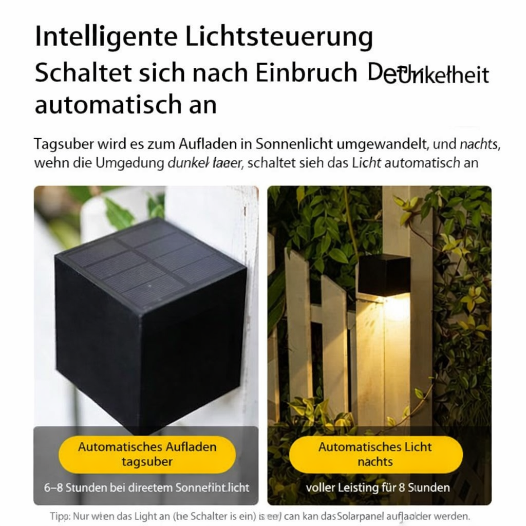 Solarbetriebene Wandleuchte | Wetterfeste LED Außenlampe | Luminara