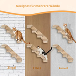 Wandmontierte Katzen-Kletterleiter aus Holz mit Sisal