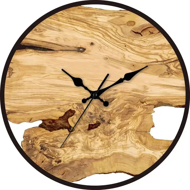 Wanduhr aus Naturholz mit Harzbeschichtung | Geräuschloser Quartz-Mechanismus