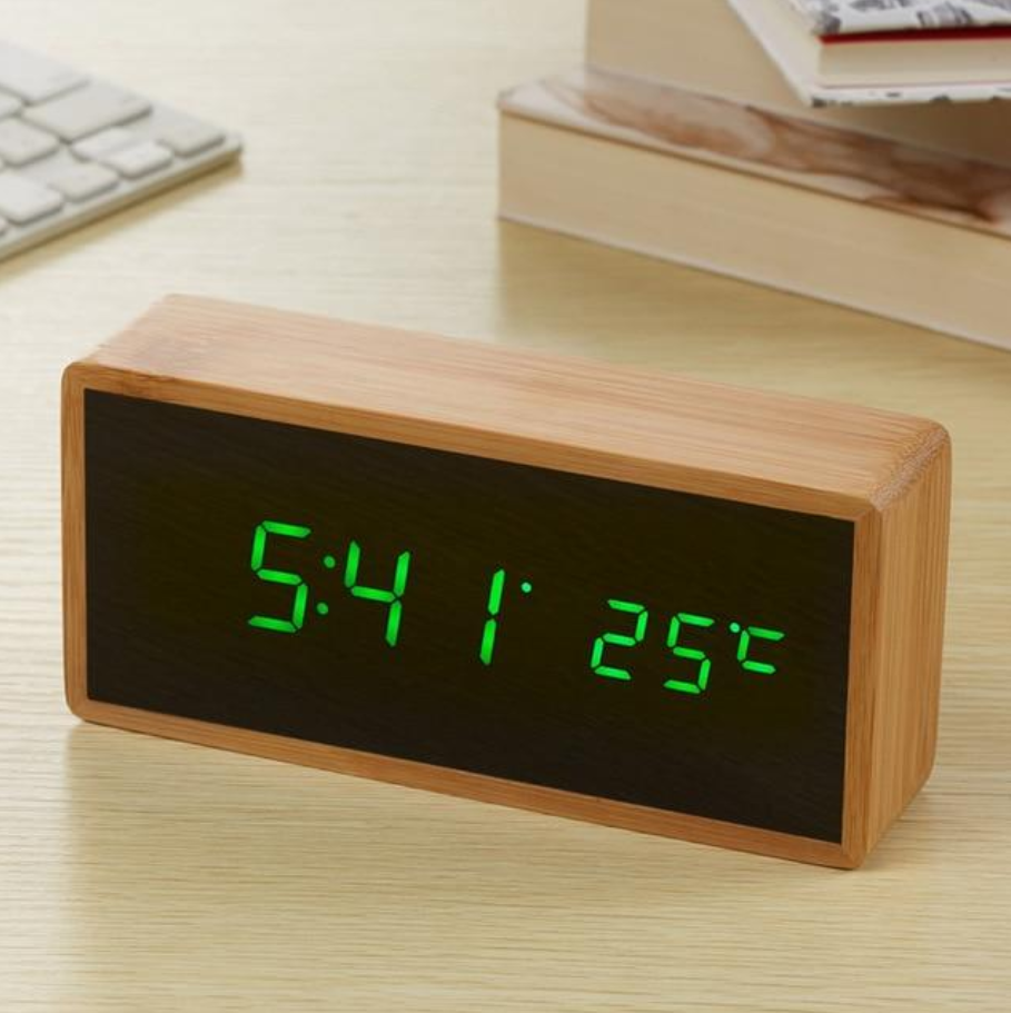 Sustainable LED Alarm Clock – Digital Clock with Temperature Display & Sound Detection