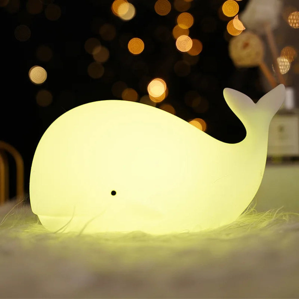 Süße Wal-Nachtlampe für Kinder – Tragbare LED-Leuchte mit 8 Farben