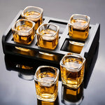 Elegantes Whiskey-Glas Set mit Matt-Schwarzem Servierteller – Ergonomisches Design, 6 Premium Gläser