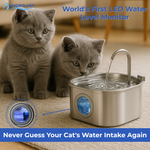 AquaSoft Trinkbrunnen für Haustiere – 3,2L, Edelstahl, LED & 5-stufige Filterung