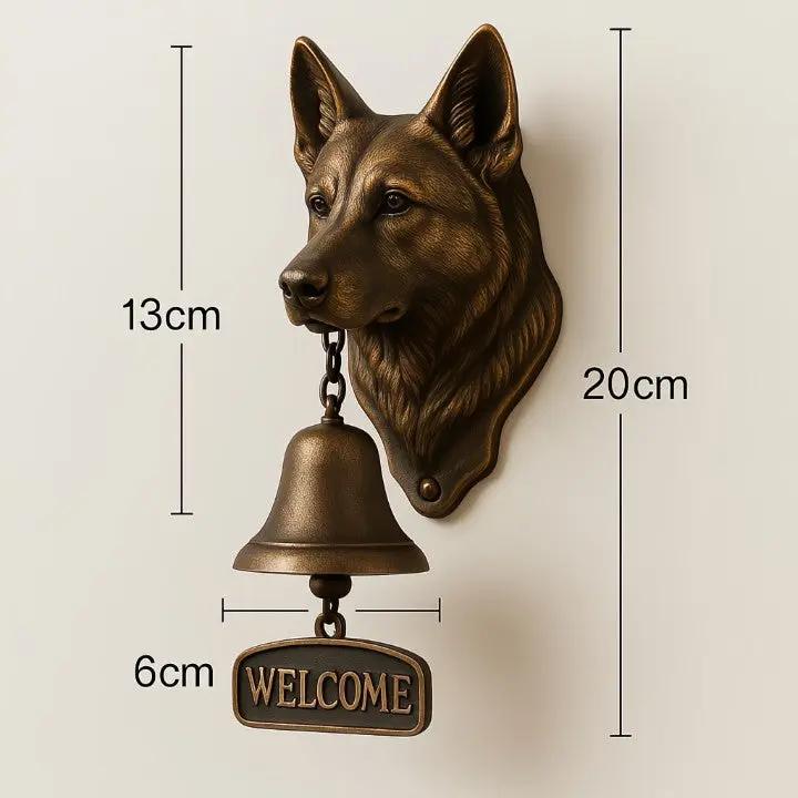 Handgefertigte Türglocke aus Gusseisen mit Hund – Willkommen Klingel