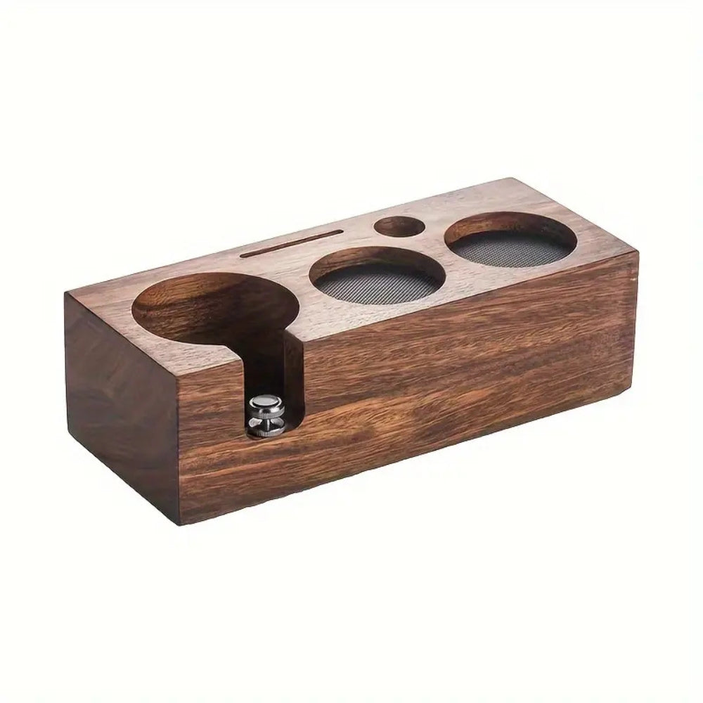 Kaffeekunstwerk | Elegante Holzstation für Kaffeetampen