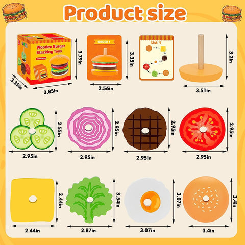Wooden Burger Stacking Toy | Educational Play Fun for Kids!