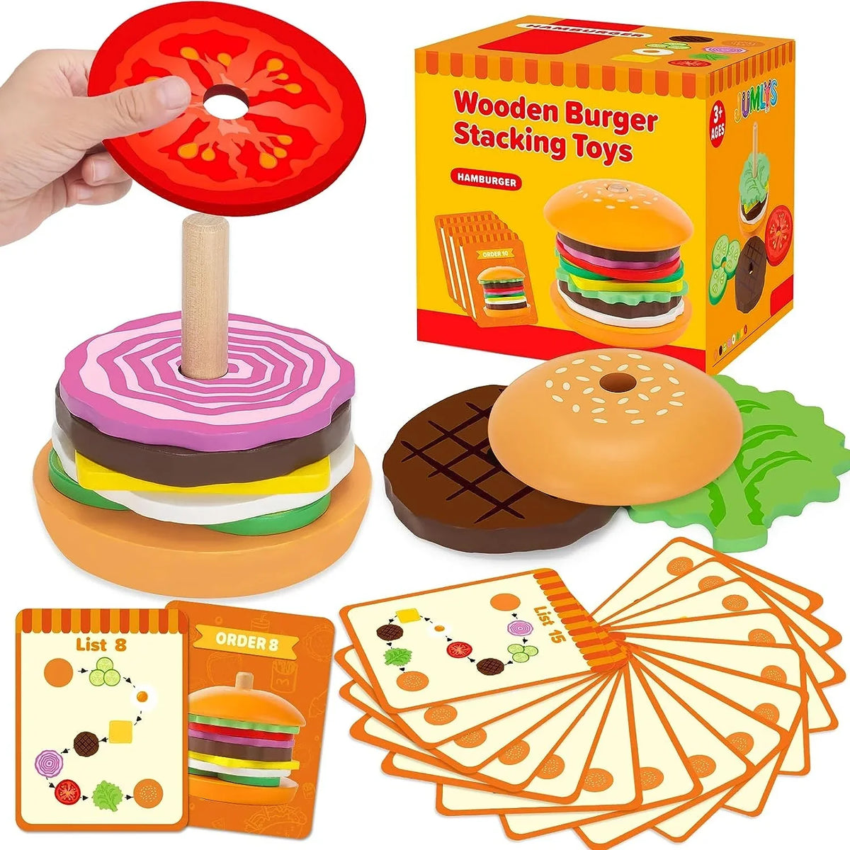 Wooden Burger Stacking Toy | Educational Play Fun for Kids!