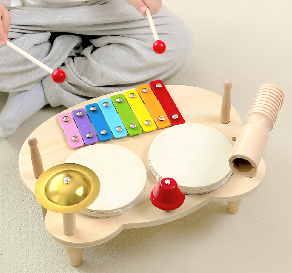 Wooden Drum Set - Musical Play and Creativity
