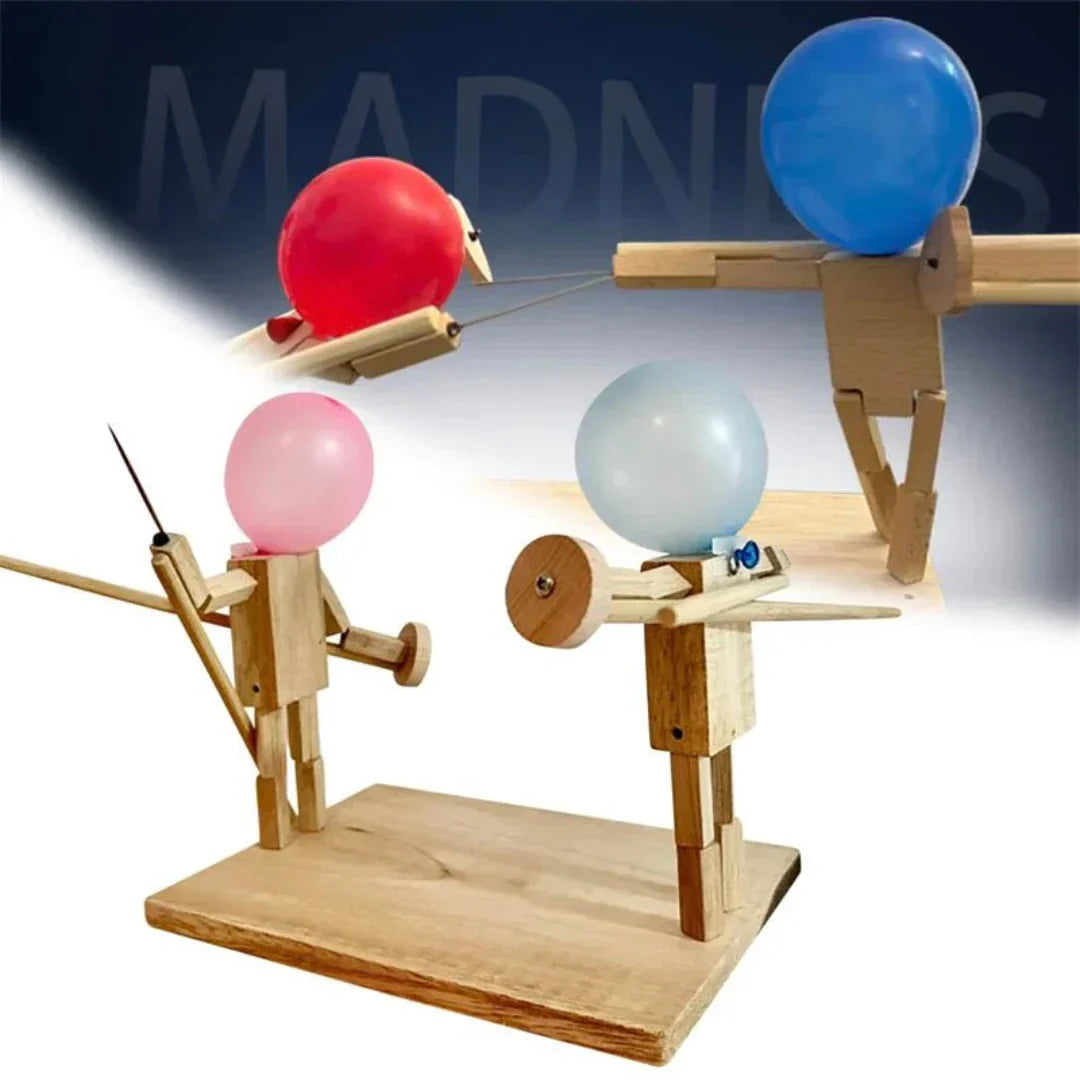 Handcrafted Wooden Duel Puppets - Educational Toy for Kids