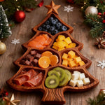 Festive Wooden Serving Tray with Practical Compartments | Set of 2