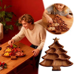 Festive Wooden Serving Tray with Practical Compartments | Set of 2
