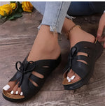 Elegante Damensandalen mit Schleife und Keilabsatz – Orthopädische Einlage