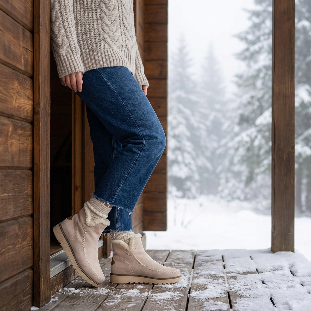 Elegante Stiefeletten mit Futter aus Kunstfell und Slip-On Design