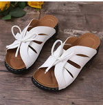 Elegante Damensandalen mit Schleife und Keilabsatz – Orthopädische Einlage