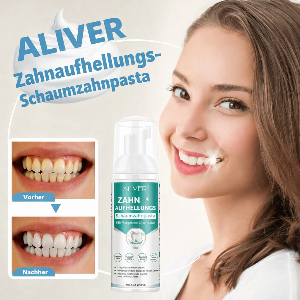 Strahlend weiße Zähne – Schaum-Zahncreme für makellose Ergebnisse