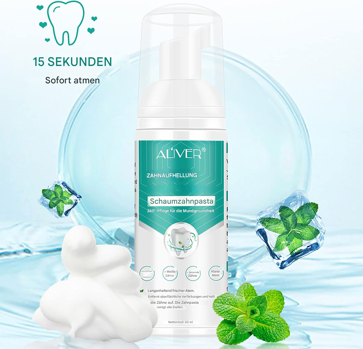 Strahlend weiße Zähne – Schaum-Zahncreme für makellose Ergebnisse