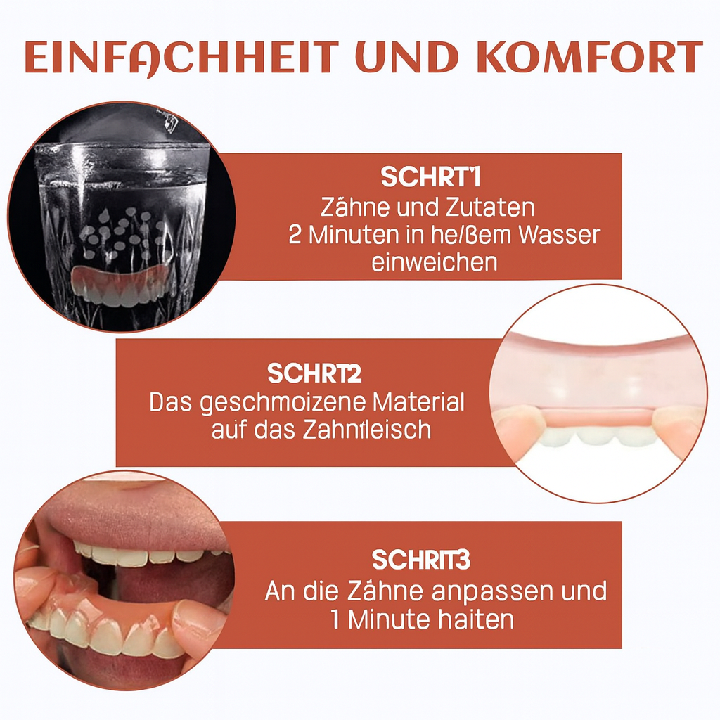 Bequeme Zahnprothese | Sanfte Silikonpolsterung | Rutschfeste Passform