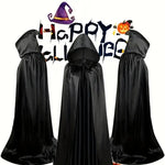 Schwarzer Umhang mit Kapuze – Langer Unisex Halloween- und Cosplay-Mantel
