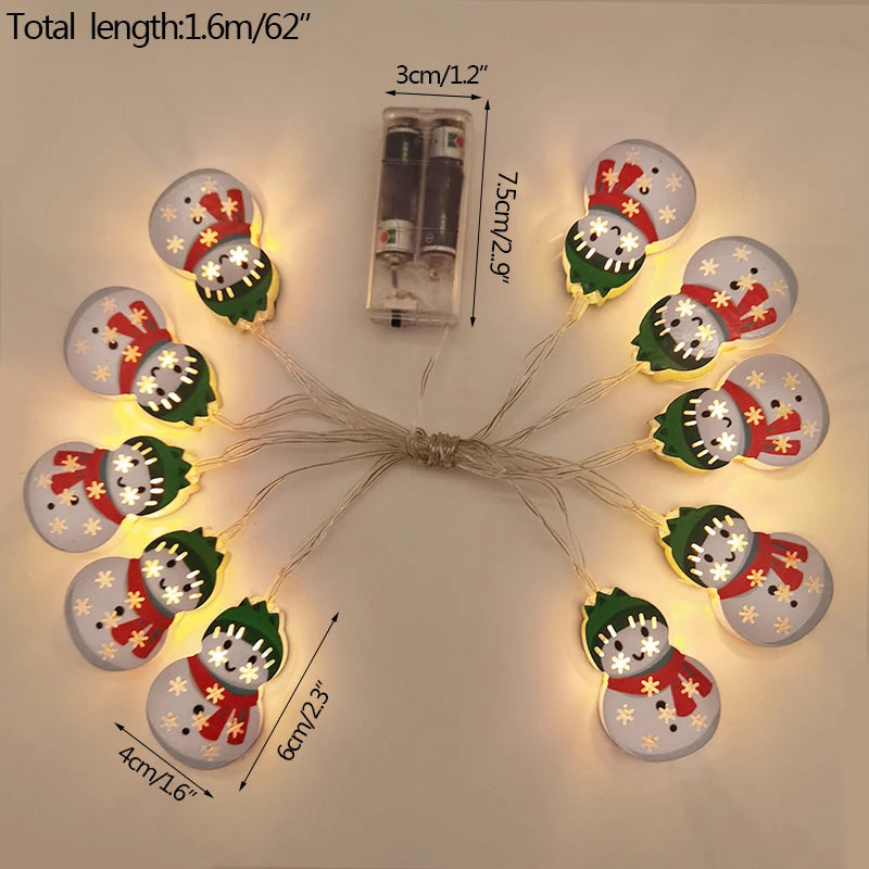 Festliche LED-Lichterkette mit Schneemann und Tannenbaum