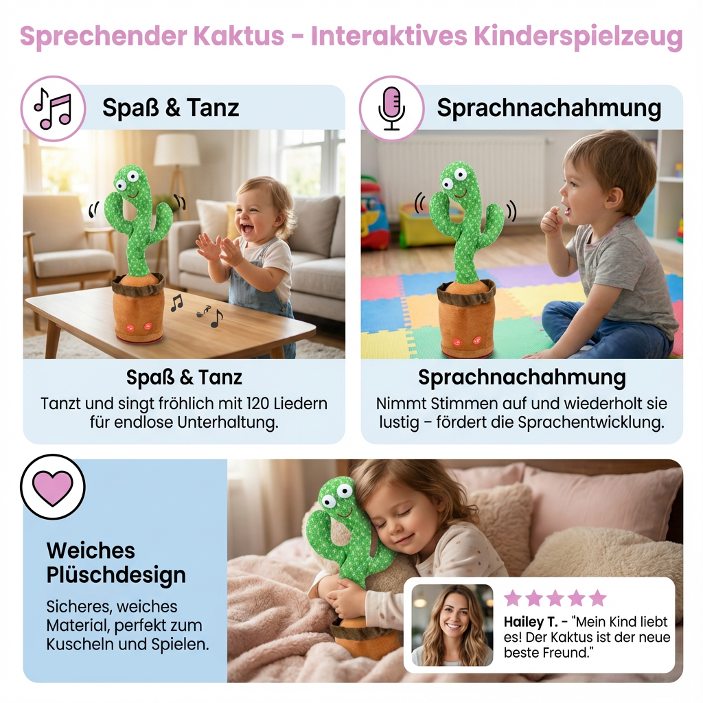 Interaktives Kinderspielzeug - Sprechender Kaktus