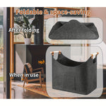 Elegant Foldable Wood and Felt Storage Box 55 Liters with Leather Accents