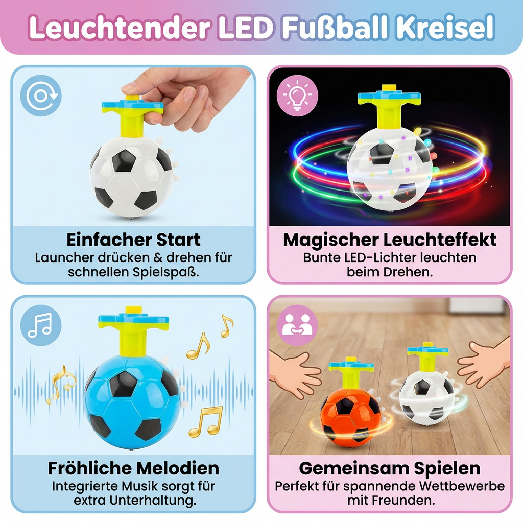LED Fußball Kreisel mit Leuchteffekt