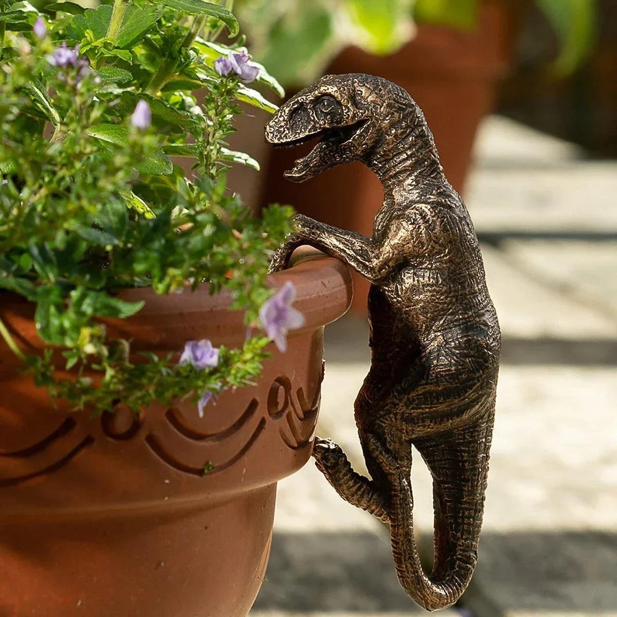 Fantastic Dinosaur Flower Pot Decoration | Hand-Painted | Weatherproof for Indoor and Outdoor Use