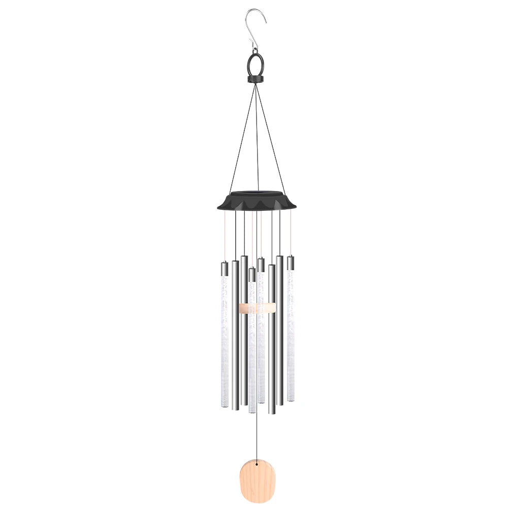 Sonnenklang | Solarbetriebene LED-Windspielglocke | Farbwechselnd | IP65 Wetterfest | Garten- und Terrassenschmuck