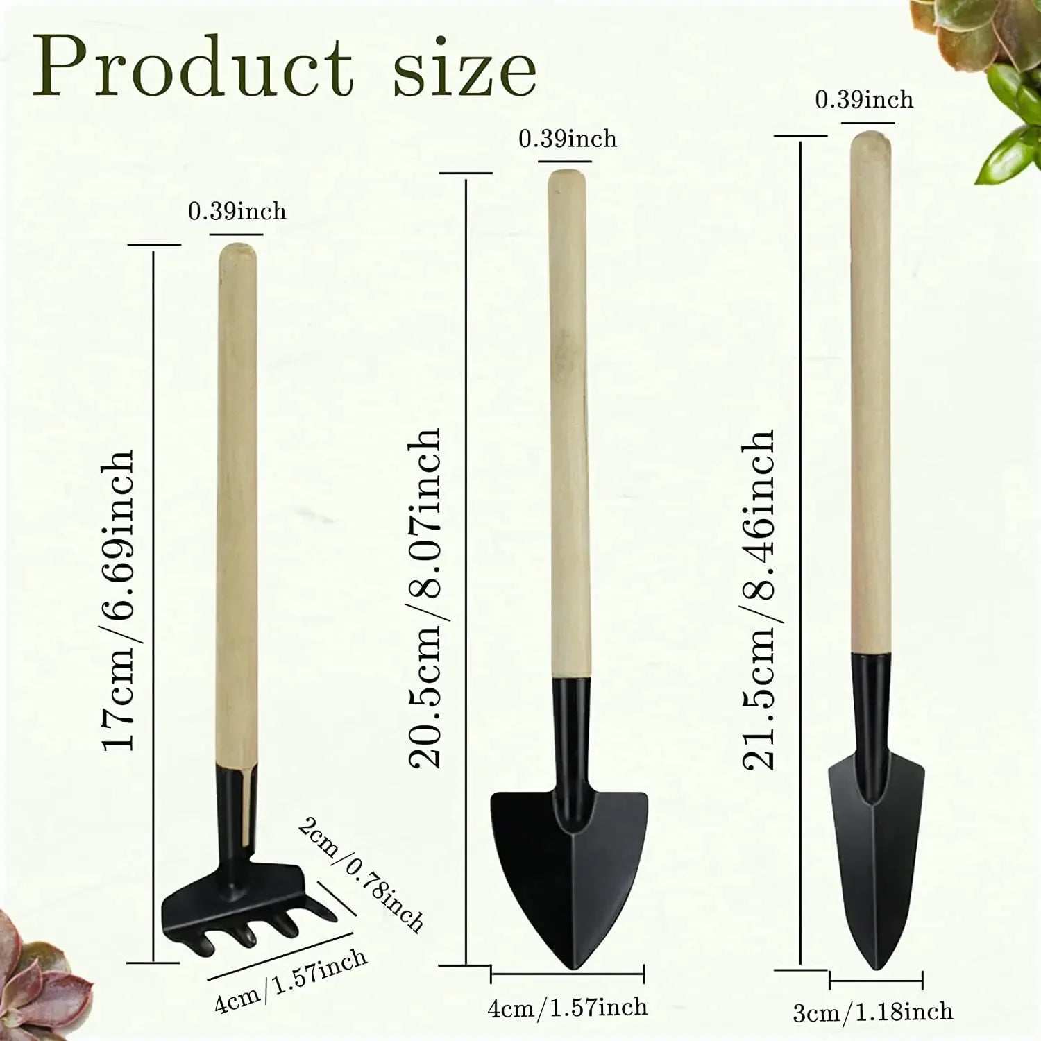 PflanzenHeld Mini Garden Tool Set | 3-piece Set | Ergonomic Trowel & Rake | Robust and Durable
