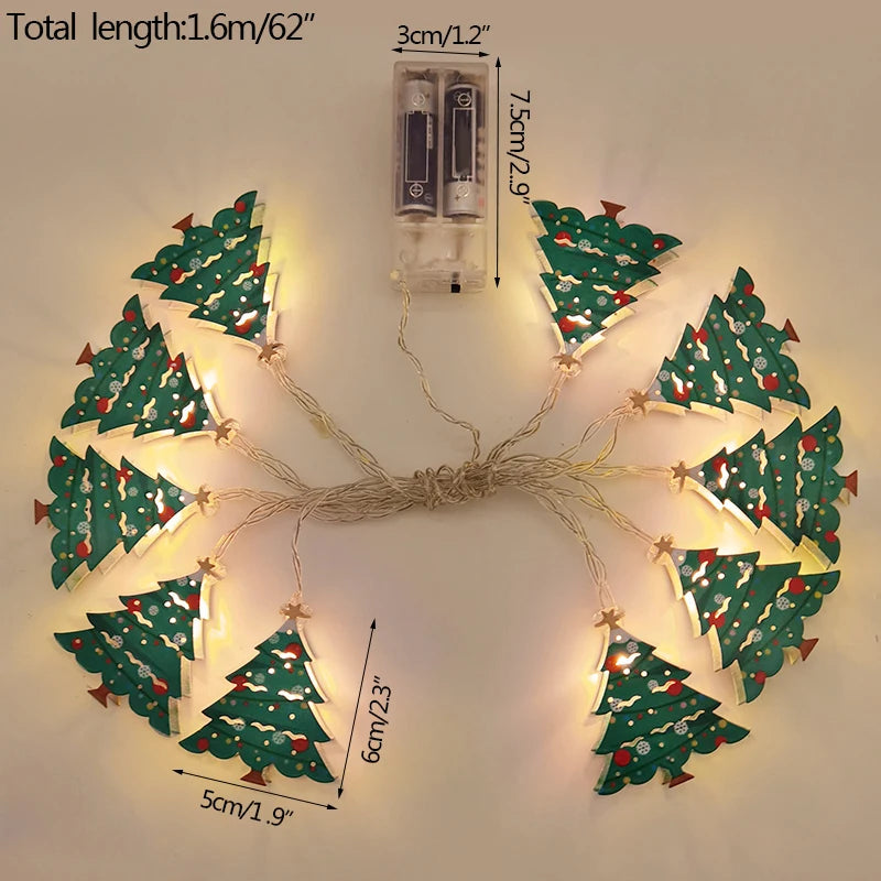 Festliche LED-Lichterkette mit Schneemann und Tannenbaum