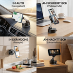Compact, double-sided smartphone holder with vacuum magnet