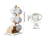 Keramisches Kaffeetassen-Set mit Unterteller und Ständer – Dekorativ für Zuhause und Café