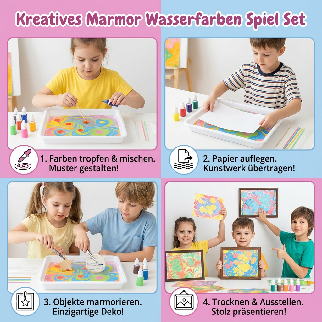 Wasserfarben Set für kreative Marmorierungen
