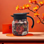 Elegante Teekanne mit Blütenmuster – Edelstahlflasche mit integriertem Sieb
