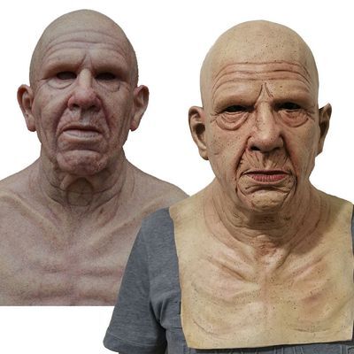 Realistische Latexmaske für Halloween – Gruselige alte Männermaske für Erwachsene