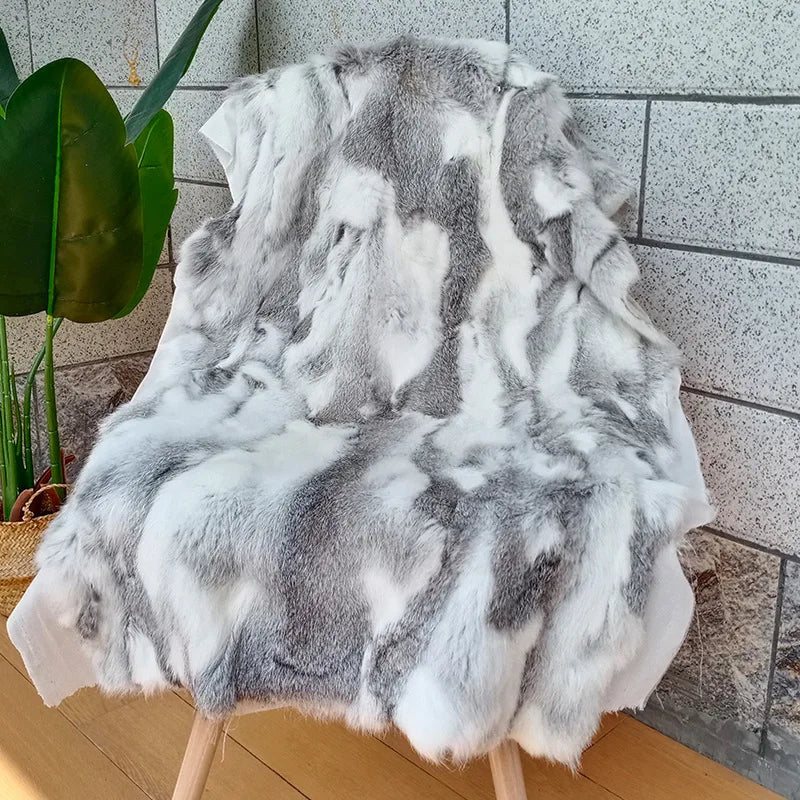 Elegant Natural Rabbit Fur Rug | 100x50 cm