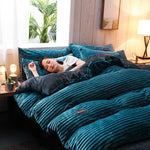 Cozy Corduroy Velour Duvet Cover Set for Winter