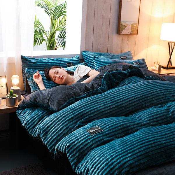 Cozy Corduroy Velour Duvet Cover Set for Winter