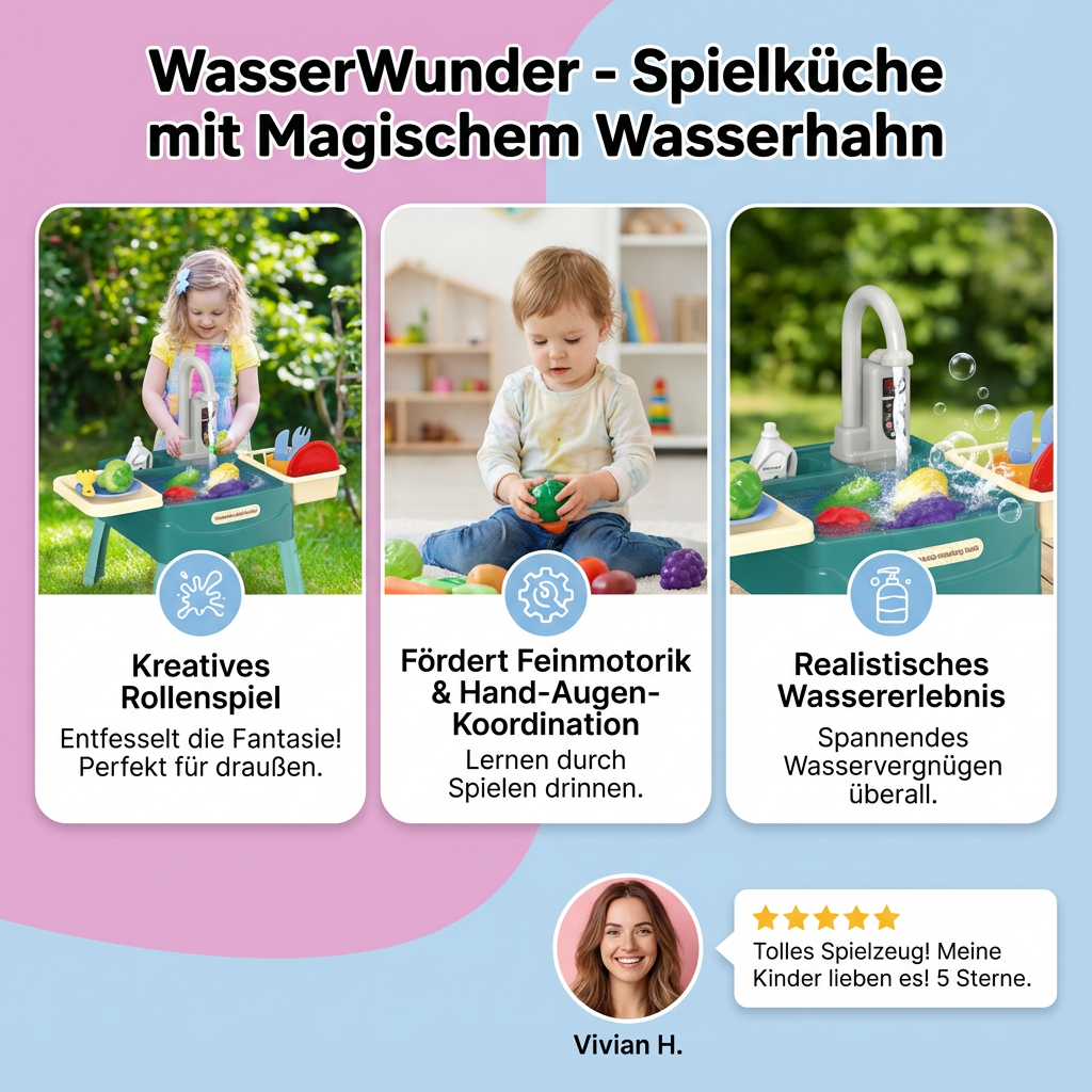 Spielküche mit Wasserhahn und magischen Funktionen