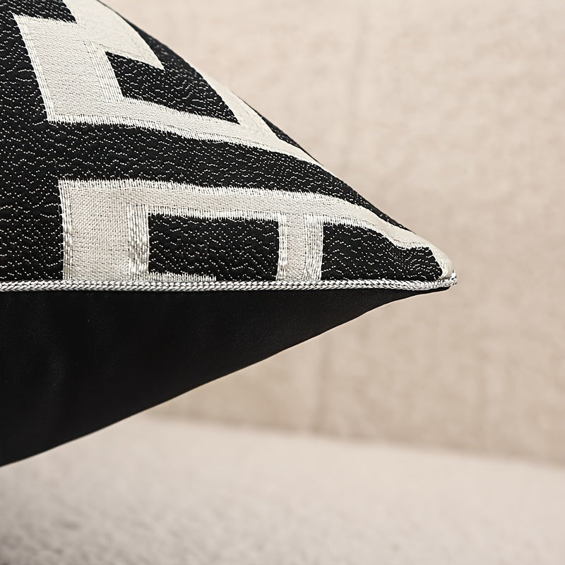 2er-Set Geometrische Jacquard-Kissenbezüge mit Verstecktem Reißverschluss – Stilvolle Kissenhüllen für Ihr Zuhause