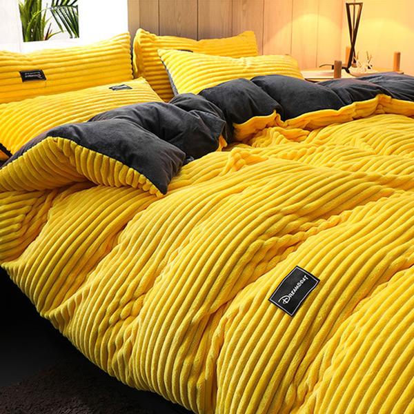 Cozy Corduroy Velour Duvet Cover Set for Winter