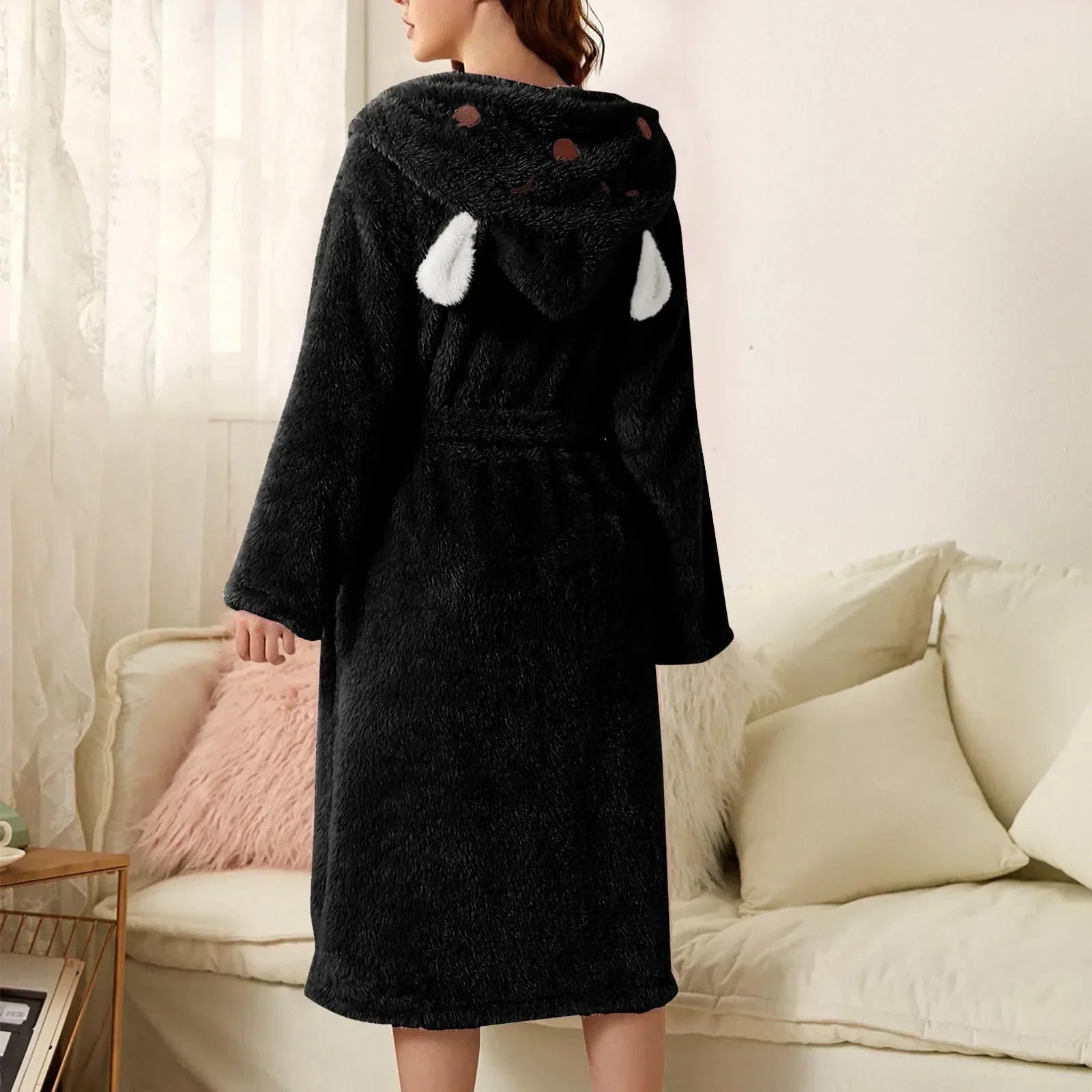 Cuddly flannel bathrobe with bunny ears | Warm & easy-care