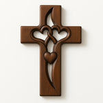 Holzkreuz Wanddekoration mit Verschlungenen Herzen