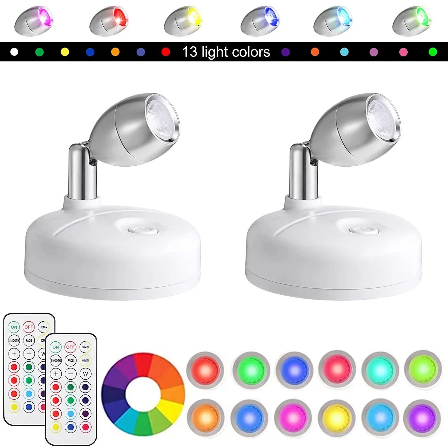 SmartLight Duo | 2er-Set kabellose LED-Leuchten mit Fernbedienung | RGB-Farbwechsel & Timer | Flexibel für kreative Akzente