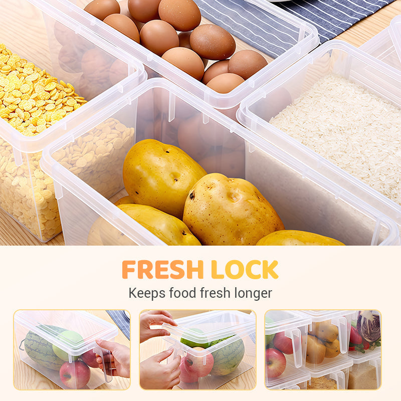 Transparent storage container with practical lid