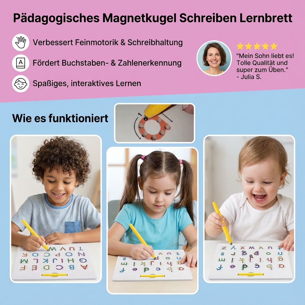 Magnetisches Schreibbrett für pädagogisches Lernen mit Kugeln