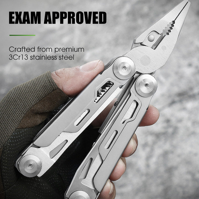 Vielseitiges 12-in-1 Klapp-Multitool mit Zangenfunktion – Edelstahl