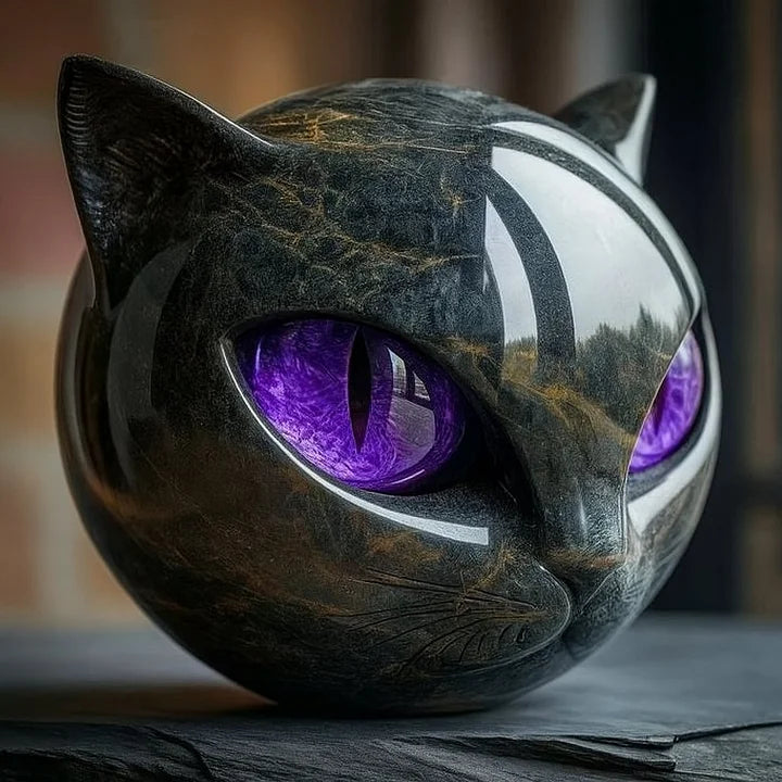 Smarte Katzenkopf Skulptur – Fesselnder Blick und Eleganz