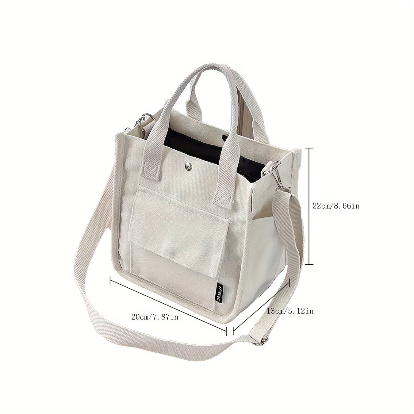 UrbanEase Canvas Umhängetasche – Weiße Schultertasche mit Magnetverschluss und verstellbarem Gurt