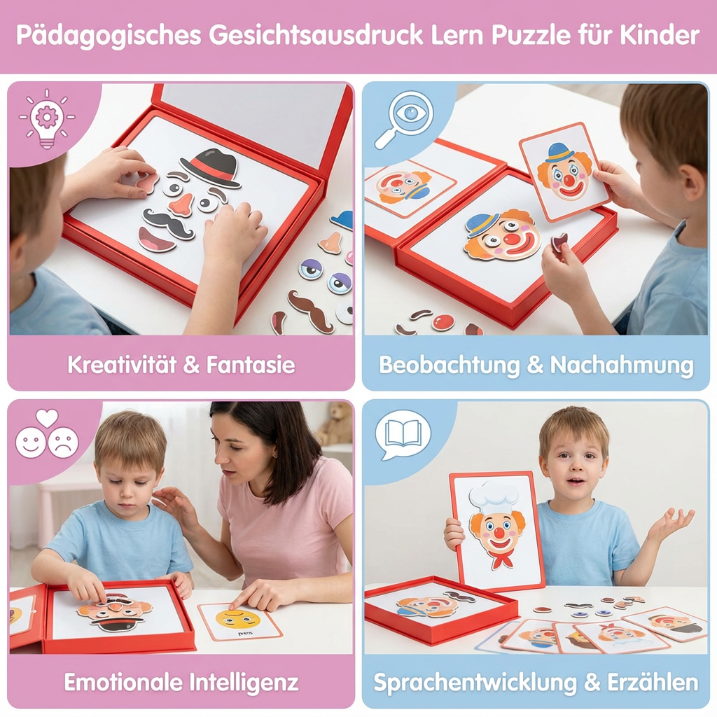 Lernpuzzle für Kinder zur Entwicklung von Gesichtsausdrücken